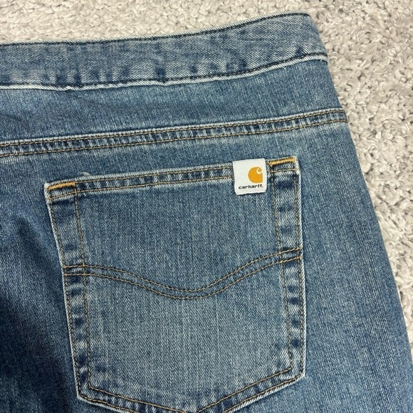 Carhartt Pants Womens 18 Boot Cut Light Wash Curvy Fit Outdoors Work Utility - Picture 3 of 4